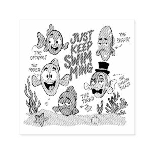 Funny Fish Characters Self-inking Stamp