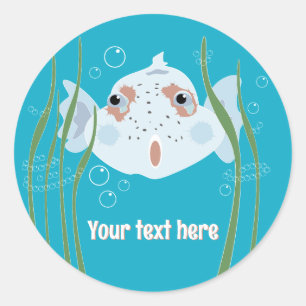 Funny Fish Custom Name Cute Ocean Classic Round Sticker
