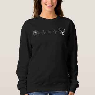 Funny Fish Deer Ekg Heartbeat Fishing And Hunting Sweatshirt