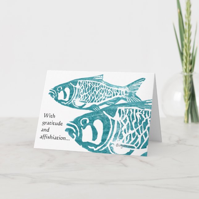Funny Fish Gratitude Greetings Thank You Cards (Front)