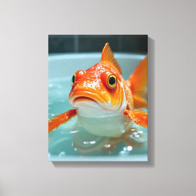 Funny fish in the bath canvas print (Front)