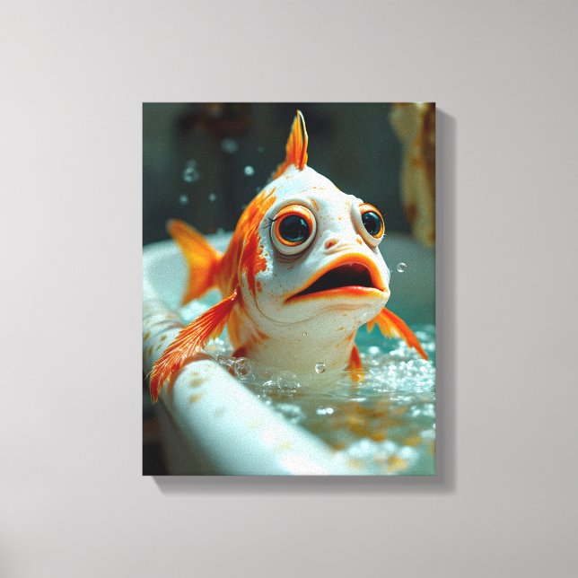 Funny fish in the bath canvas print (Front)