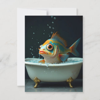 Funny fish in the bath postcard