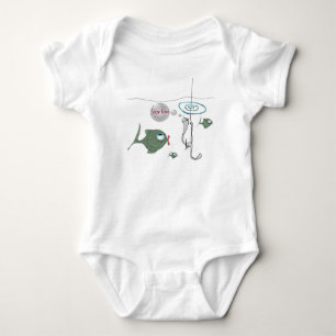 Funny Fish Infant Creeper, White Baby Bodysuit