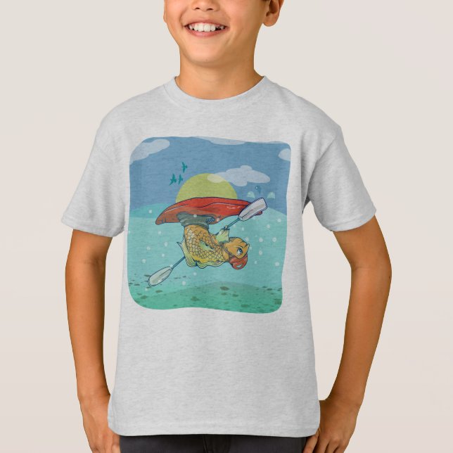 Funny fish kayaking T-Shirt (Front)