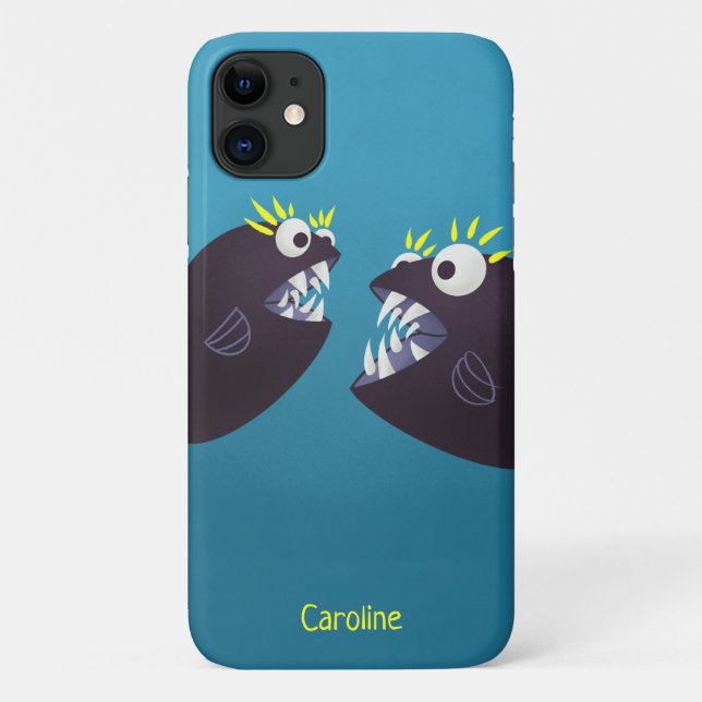 Funny Fish Monsters Kids Name Case-Mate iPhone Case (Back)