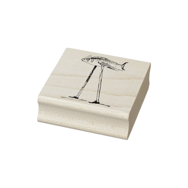 Funny Fish on Stilts is Back on His Feet Rubber Stamp (Stamp)
