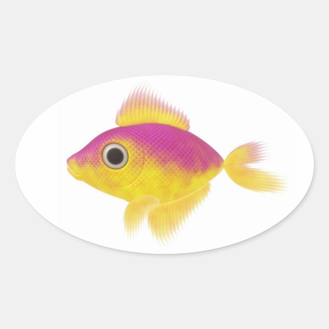 Funny Fish Oval Sticker (Front)