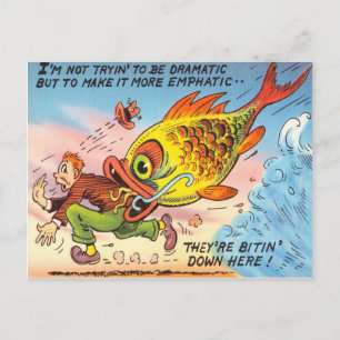 Funny Fish Postcard Fisherman Fishing Cartoon