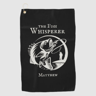 Funny Fish Whisperer Angler Sportsman with Name Golf Towel