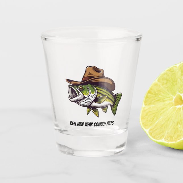 Funny Fish with a Cowboy Hat- Shot Glass (Front)