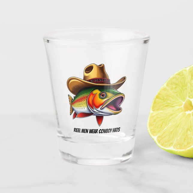 Funny Fish with a Cowboy Hat- Shot Glass (Front)