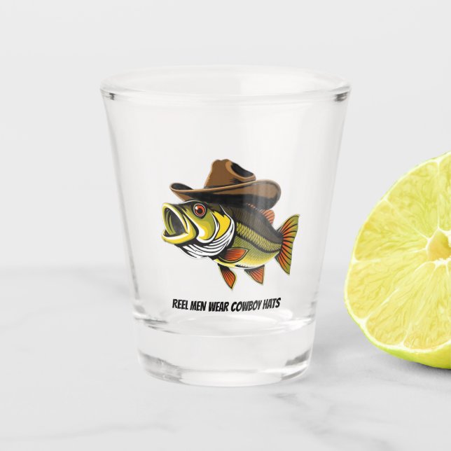 Funny Fish with a Cowboy Hat- Shot Glass (Front)