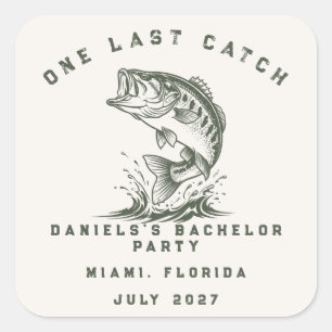Funny Fisherman Custom Fishing Bachelor Party Square Sticker
