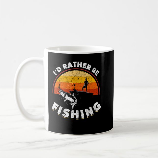 Funny Fisherman Id Rather Be Fishing Retro Fishing Coffee Mug (Left)