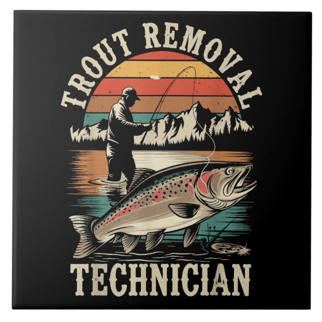 Funny Fisherman Trout Fly Fishing Tile (Front)