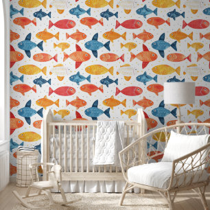 Funny Fishes Colourful Pattern Wallpaper