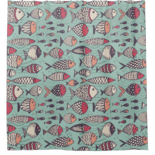 Funny fishes: hand-drawn seamless pattern.