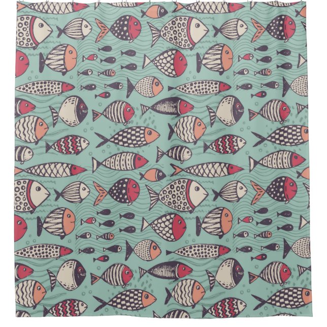Funny fishes: hand-drawn seamless pattern. (Front)
