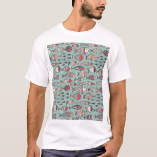 Funny fishes: hand-drawn seamless pattern. T-Shirt