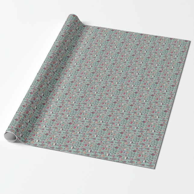 Funny fishes: hand-drawn seamless pattern. wrapping paper (Unrolled)