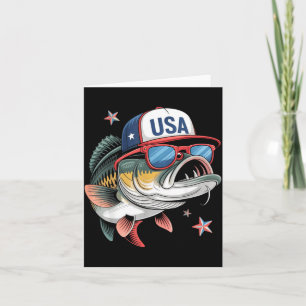 Funny Fishing & Fisherman Gift American Flag Card