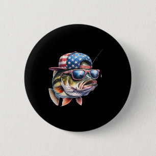 Funny Fishing And Fisherman Gift American Flag  2 Inch Round Button