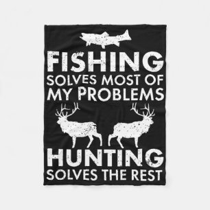 Funny Fishing And Hunting Gift Christmas Humour Hu Fleece Blanket