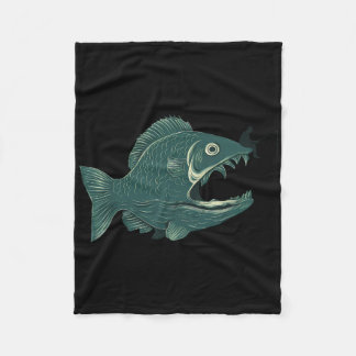 Funny Fishing Big Funny Fish With Fisherman Fishin Fleece Blanket
