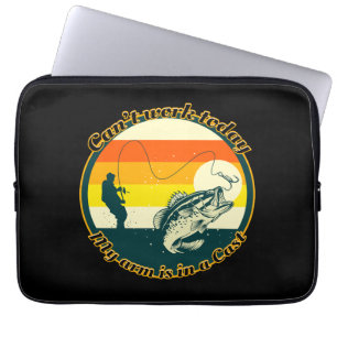 Funny Fishing Can't Work Today My Arm Is In A Cast Laptop Sleeve