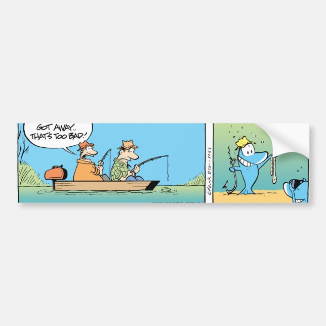 Funny Fishing Cartoon Bumper Sticker (Front)