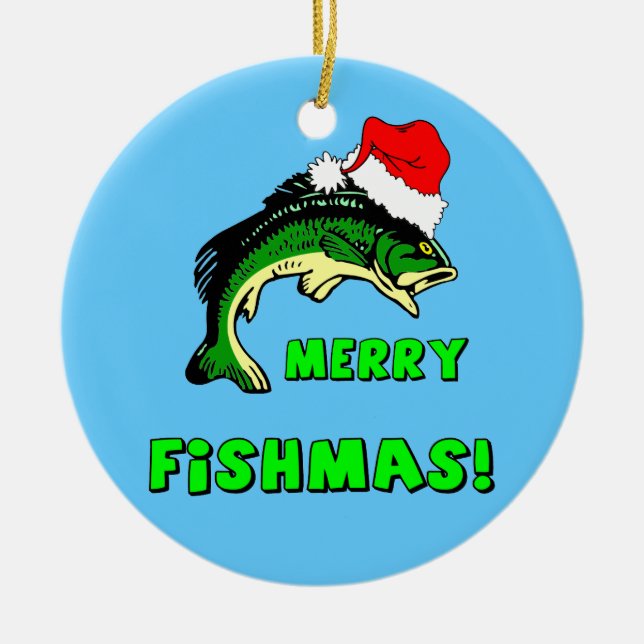 Funny fishing ceramic ornament (Front)