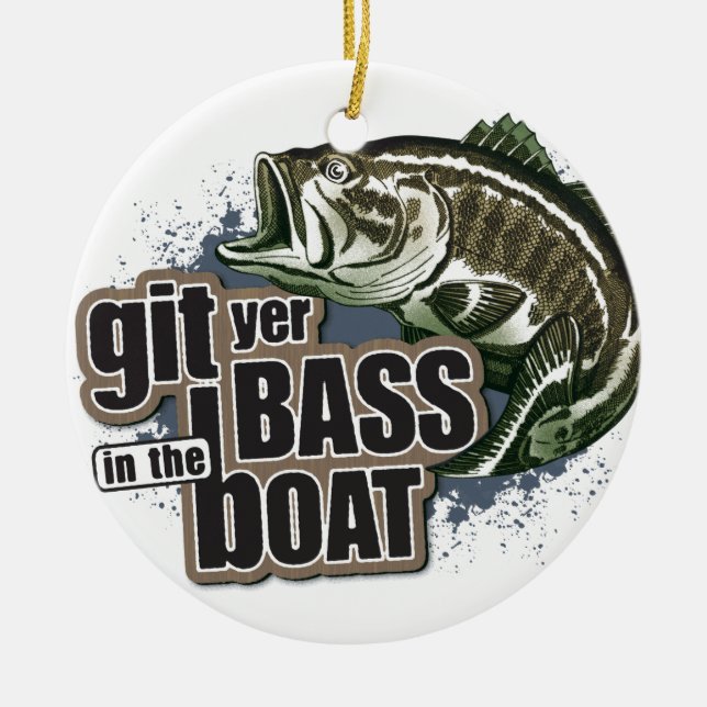Funny Fishing Ceramic Ornament (Front)