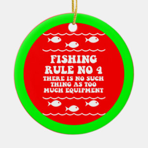 Funny fishing ceramic ornament