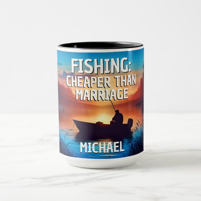 Funny FISHING: Cheaper than Marriage  Mug (Center)