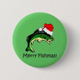 Funny fishing Christmas 2 Inch Round Button