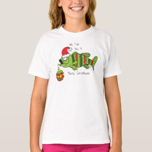 Funny Fishing Christmas Bass Fish Cute Cartoon T-Shirt