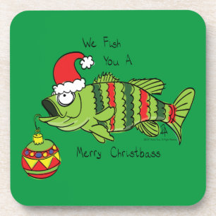 Funny Fishing Christmas Coaster