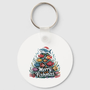 Funny Fishing Christmas Tree Fish Fisher Lover  Keychain