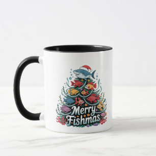 Funny Fishing Christmas Tree Fish Fisher Lover  Mug