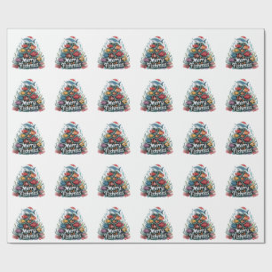 Funny Fishing Christmas Tree Fish Fisher Lover  Wrapping Paper