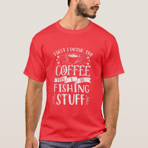 Funny Fishing Coffee Design T-Shirt