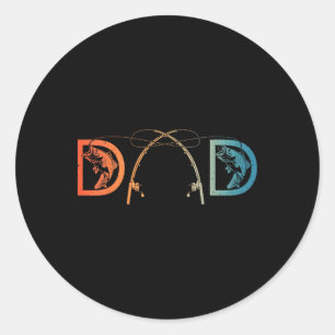 Funny Fishing Dad Art For Dad Men Father's Day Fis Classic Round Sticker