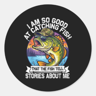 Funny Fishing Dad Men Funny Reel Cool Fish B Fishi Classic Round Sticker