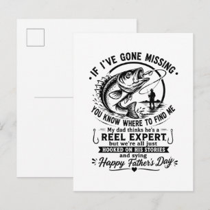 Funny Fishing Dad Quote Vintage Father’s Day Announcement Postcard