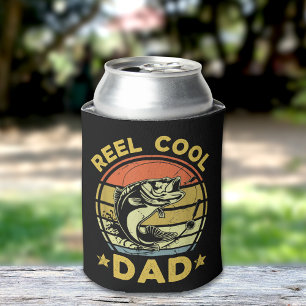 Funny Fishing Dad Reel Cool Dad Vintage Can Cooler