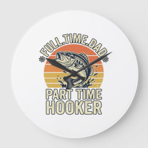 Funny Fishing Dad Vintage Bass Shirt Design (2)_1 Large Clock
