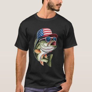 Funny Fishing & Fisherman American Flag USA Fish S T-Shirt