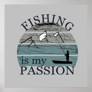funny fishing fisherman is my life hobby poster