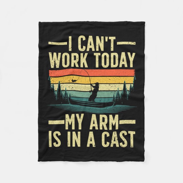 Funny Fishing For Men Women Fisherman Arm Cast Fis Fleece Blanket (Front)